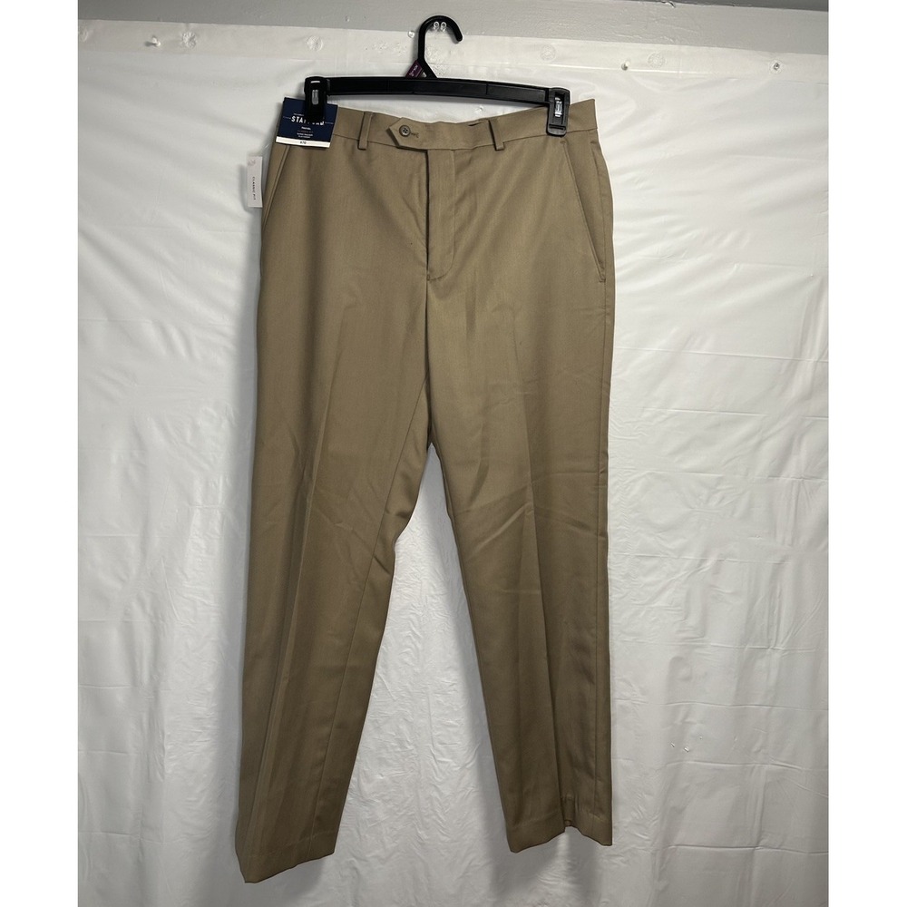 New Stafford Travel Classic Fit Super Trouser Pants Men's 32x30 Brown Wicking